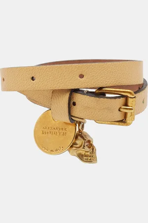 Alexander McQueen Skull Leather Tone Wrap Bracelet