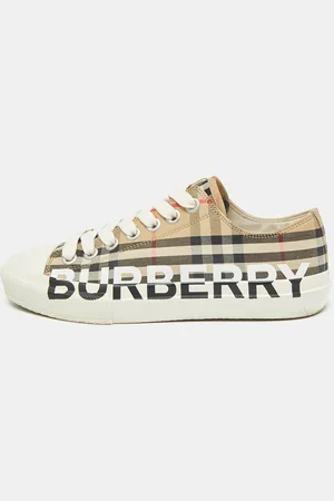 Burberry /White Vintage Check Canvas and Rubber Larkhall Sneakers Size 38