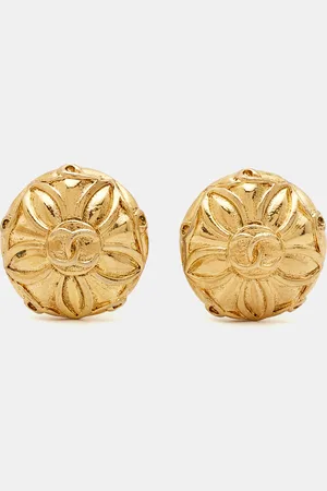 CHANEL CC Medallion Tone Clip On Earrings