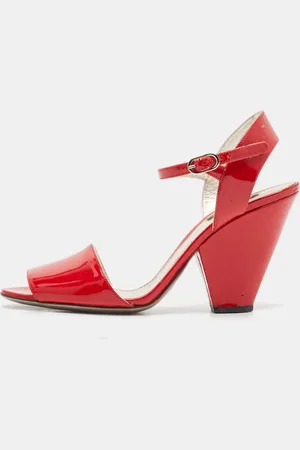 Dolce & Gabbana Patent Leather Block Heel Ankle Strap Sandals Size 39