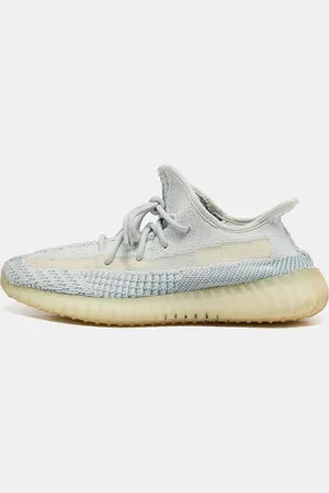 adidas /White Knit Fabric Boost 350 V2 Cloud White Non-Reflective Sneakers 41 1/2
