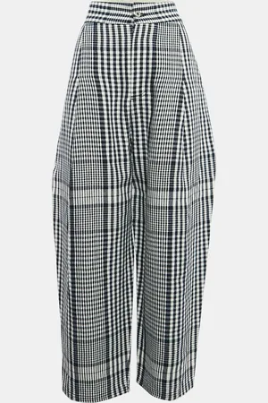 Loewe /White Checked Linen Wide-Leg Trousers L