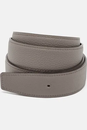 Hermès Gris Meyer/Noir Togo and Box Leather Reversible Belt Strap 90 CM