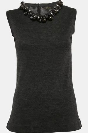 Burberry Vintage Embellished Wool Knit Sleeveless Top M
