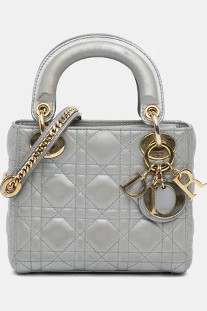 Dior Mini Metallic Lambskin Cannage Lady Tote Bag