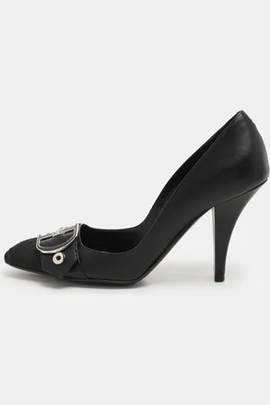 Dior Leather And Cannage Canvas Cap Toe D Buckle Pumps Size 36