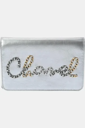 CHANEL Leather Written In Chain Wallet On Chain