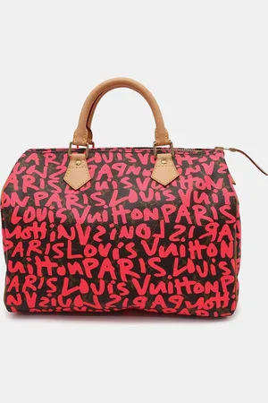 LOUIS VUITTON Fuchsia/ Monogram Graffiti Speedy 30 Bag