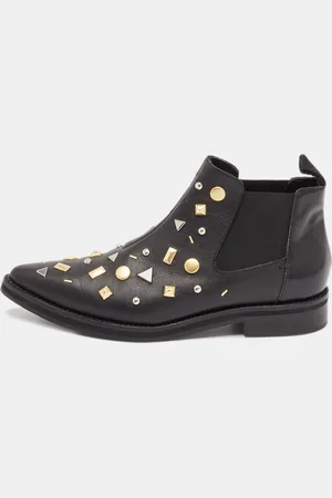 Alexander McQueen Leather Studded Ankle Length Boots Size 37