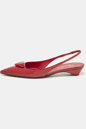 Prada Patent Leather Triangle Logo Slingback Ballet Flats Size 38