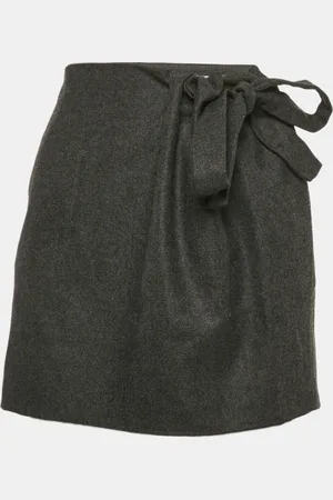 Chloé Wool Tie-Up Detail Mini Ardoise Skirt M