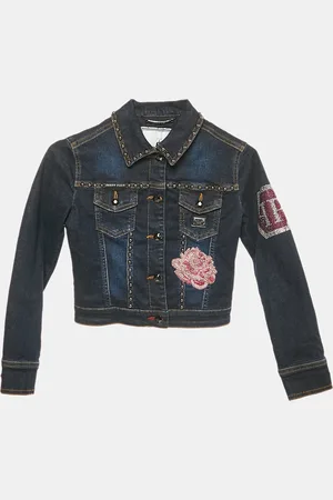 Philipp Plein Junior Embellished Denim Carla Jacket 6 Yrs