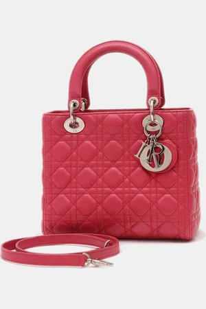 Dior Red Leather Lady Medium Handbag