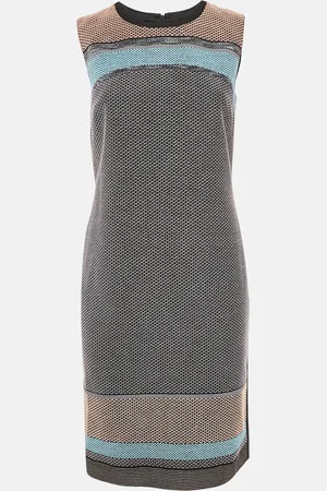 HUGO BOSS /Blue Textured Cotton Blend Short Dress S