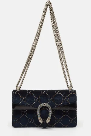 Gucci Dark /Black GG Velvet Small Rectangular Dionysus Shoulder Bag