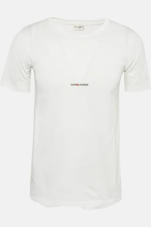 Saint Laurent Logo Print Cotton Crew Neck T-Shirt S