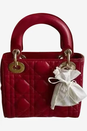 Dior Wine Leather Mini Lady Tote Bag