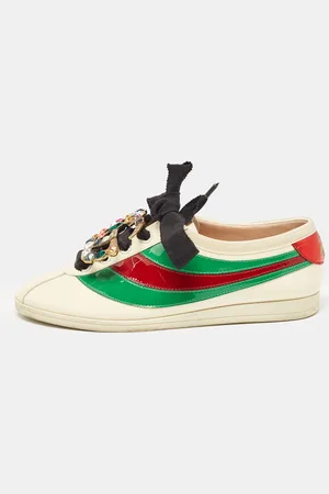 Gucci Patent Leather Crystal Embellished Falacer Sneakers Size 36