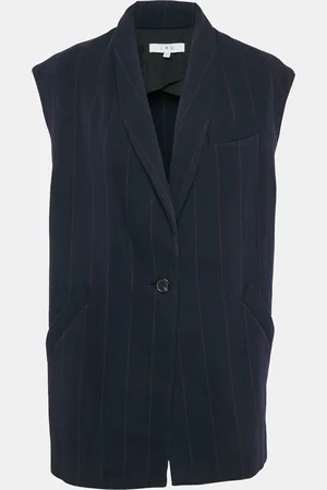 IRO Pinstripe Wool Blend Sleeveless Oversized Coat M