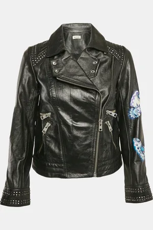 Zadig & Voltaire Painted Leather Kawai Biker Jacket XS