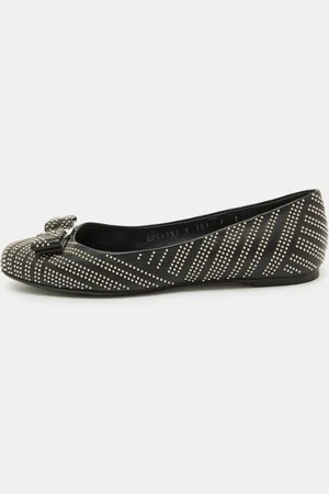 Salvatore Ferragamo Leather Studded Varina Bow Ballet Flats Size 37.5