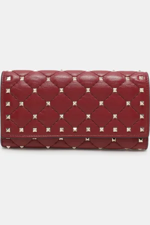 VALENTINO Leather Rockstud Spike Continental Wallet