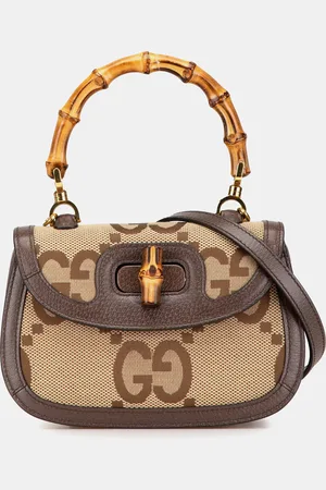Gucci Jumbo GG Canvas Small Bamboo 1947 Top Handle Bag