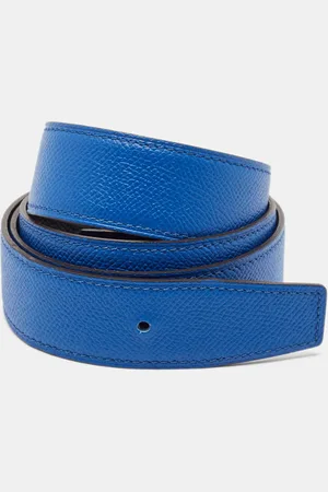 Hermès Hermès Bleu France/Noir Epsom Leather Belt Strap 95 CM