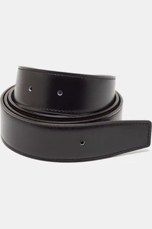 Hermès Bleu Nuit/Noir Togo and Box Leather Reversible Belt Strap 90 CM