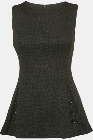 Dior Christian Textured Wool Pleated Top S