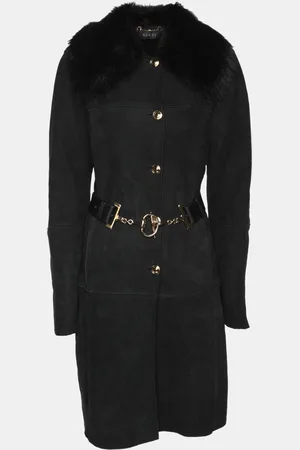 Gucci Suede and Fur Belted Mid-Length Coat M