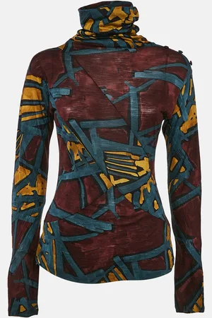 Kenzo /Blue Printed Jersey High Neck Top L