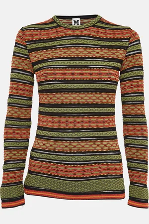 M Missoni /Orange Patterned Knit Long Sleeve Top S