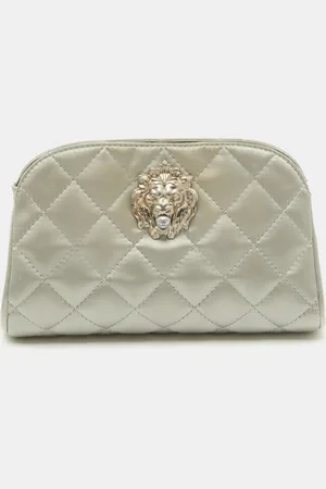 CHANEL Quilted Satin Leo Lion CC Pearl Clutch