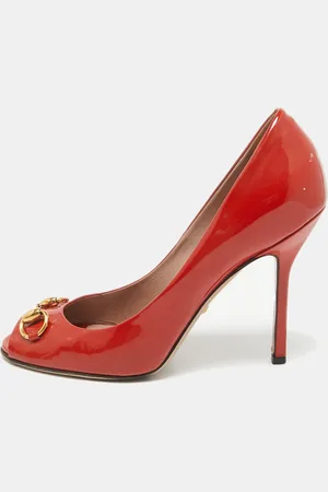 Gucci Patent Leather Jolene Peep Toe Pumps Size 39.5
