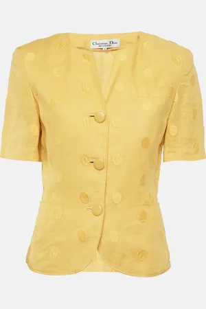 Dior Christian Pret a Porter Jacquard Pleated Blouse M
