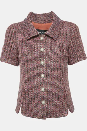 CHANEL Tweed Short Sleeve Jacket S