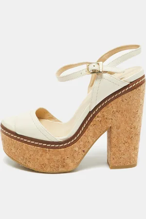 Jimmy Choo Leather Wedge Cork Platform Sandals Size 37