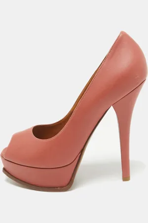Fendi Leather sta Peep Toe Platform Pumps Size 40