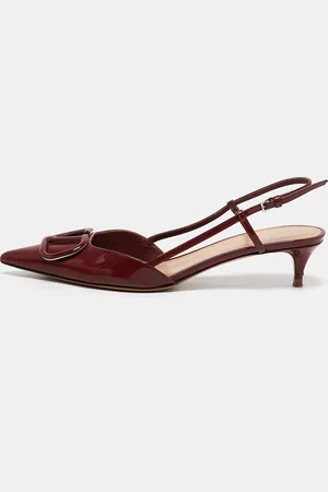 VALENTINO Dark Patent Leather VLogo Slingback Pumps Size 39