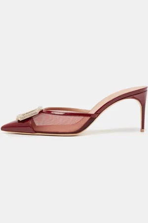 MALONE SOULIERS Mesh and Patent Leather Mono Mules Size 40.5