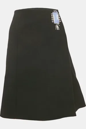 Prada Wool Embellished Wrap Skirt S