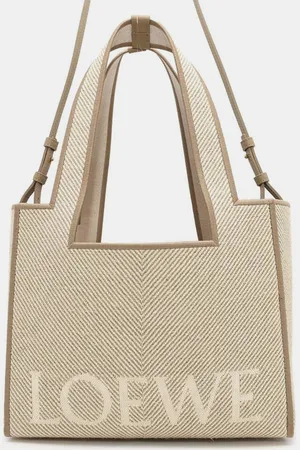 Loewe Ecru Canvas Size Medium Font Tote Bag
