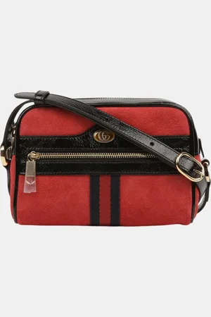 Gucci Red Patent Leather and Suede Mini Ophidia Shoulder Bag
