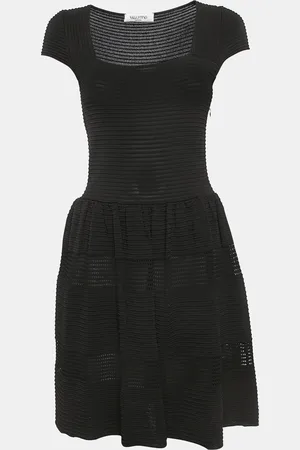 VALENTINO Patterned Knit Cap Sleeve Mini Dress M