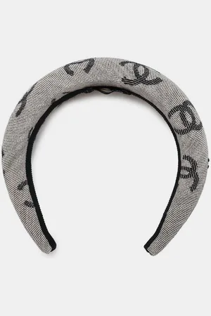CHANEL Gray Cotton CC Headband