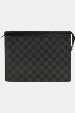 LOUIS VUITTON Grey Damier Graphite Canvas Pochette Voyage MM Clutch Bag
