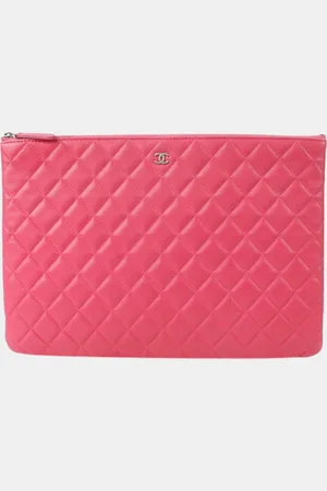 CHANEL Lambskin Large O-Case Clutch Bag