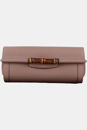 Gucci Leather Bamboo Flap Clutch Bag