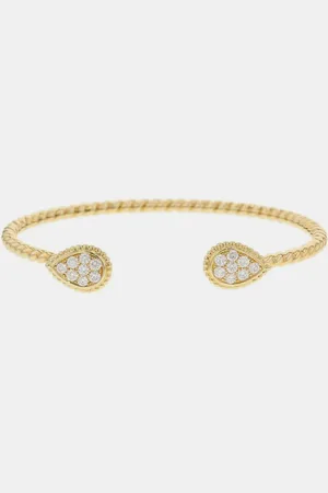 Boucheron 18K Gold and Diamond Serpent Boheme Twin Motif Bangle Bracelet